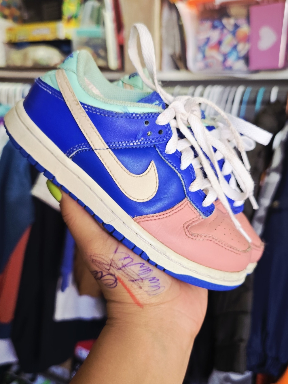 Nike Kids' Multicolor Low-Top Skate Shoe - Salmon / Pink/Blue/Cream